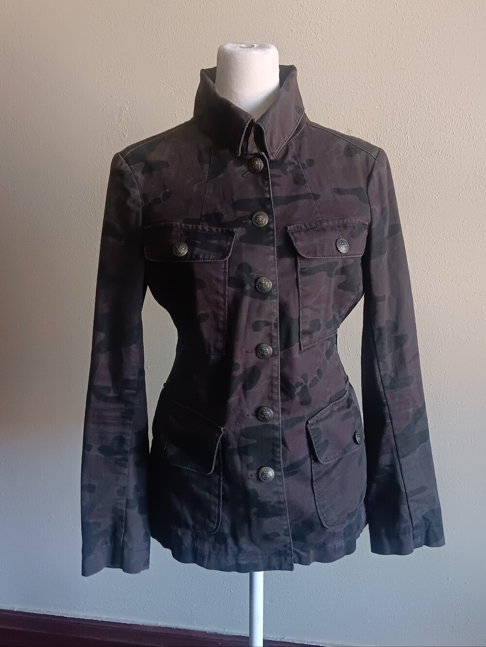 Cargo Military Style Camouflage Utility Jacket Army Coat London Jean Sz. 4 Women - Picture 4 of 12